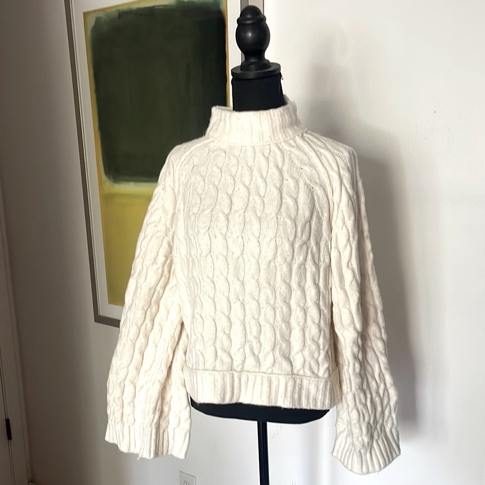 Free People Cream Cable Knit Sweater